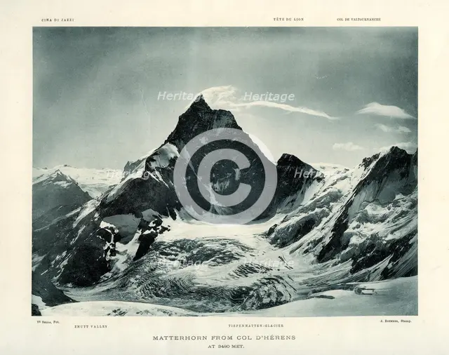 The Matterhorn from the Col d'Herens, Switzerland, c1900. Artist: J Brunner
