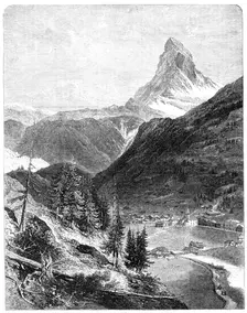 The Matterhorn, from a sketch by Mr. Edward Whymper, 1865. Creator: Mason Jackson