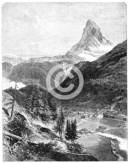The Matterhorn, from a sketch by Mr. Edward Whymper, 1865. Creator: Mason Jackson.