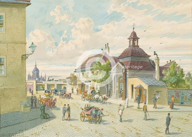 The Matzleinsdorfer Line in Vienna (corner of Margarethenringe and Matzleinsdorfer Platz), 1892. Creator: Franz Gerasch.