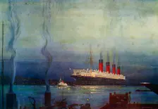 The "Mauretania" at Cherbourg c1930. Creator: Unknown