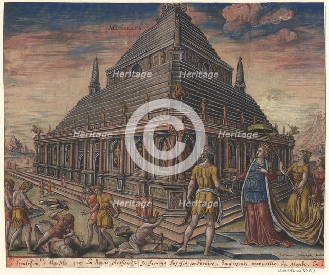 The Mausoleum at Halicarnassus (from the series The Eighth Wonders of the World) After Maarten van Heemskerck, 1572. Artist: Galle, Philipp (1537-1612)