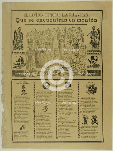The Mausoleum of All the Calaveras That Are Found in a Heap, 1905. Creator: José Guadalupe Posada.
