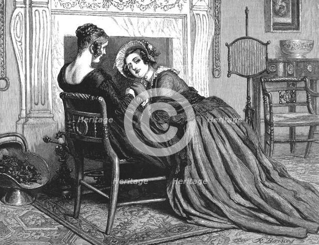 'The Mayor of Casterbridge, by Thomas Hardy. She knelt down on the hearth', 1886. Creator: Robert Barnes.