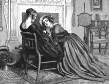 The Mayor of Casterbridge, by Thomas Hardy. She knelt down on the hearth 1886. Creator: Robert Barnes