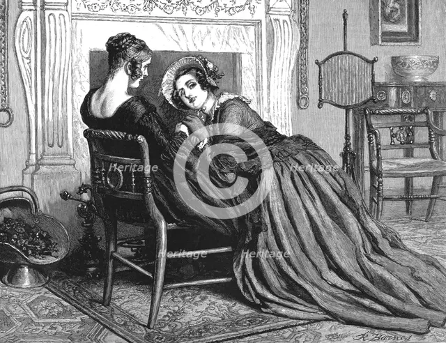 'The Mayor of Casterbridge, by Thomas Hardy. She knelt down on the hearth', 1886. Creator: Robert Barnes.