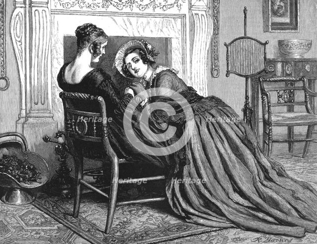 'The Mayor of Casterbridge, by Thomas Hardy. She knelt down on the hearth', 1886. Creator: Robert Barnes.
