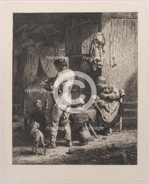 The Meal, 1864. Creator: Charles Emile Jacque.