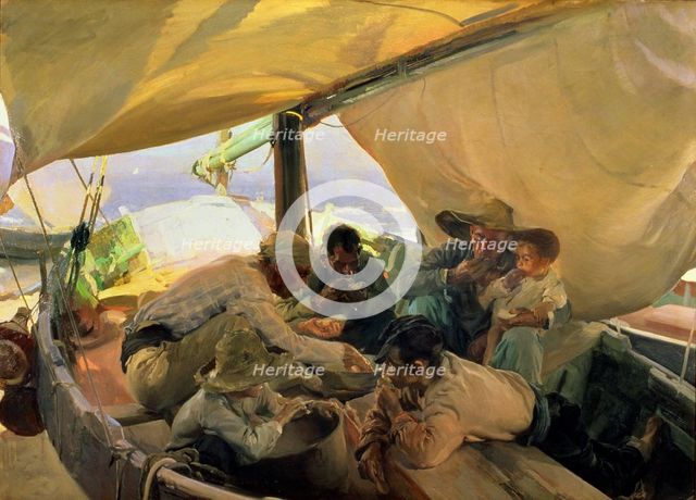  'The meal on the boat', 1898, oil by Joaquin Sorolla.