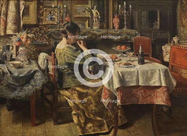 The Meal (The Dessert). Creator: Braekeleer, Henri de (1840-1888).
