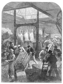 The Meat Market, Smithfield: arrival of an early meat train, 1870. Creator: Unknown