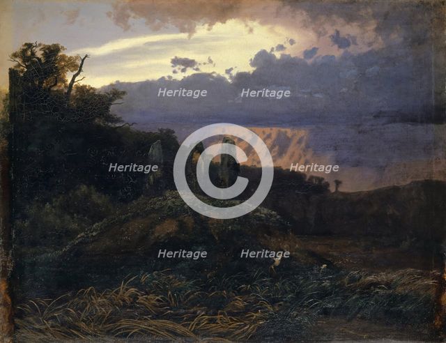 The megalithic tomb, 1847. Creator: Arnold Bocklin.