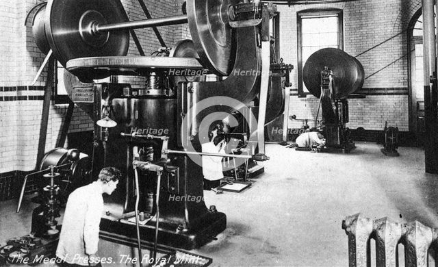The Medal Press, the Royal Mint, Tower Hill, London, early 20th century. Artist: Unknown
