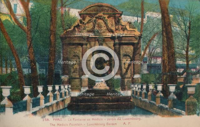 The Medici Fountain - Jardin du (Garden of) Luxembourg, Paris, c1920. Artist: Unknown.
