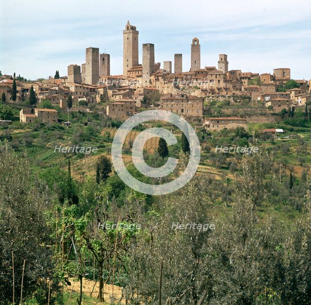 The medieval towers of San Gimignano in Tuscany, Italy, 13th century. Artist: Unknown