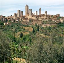 The medieval towers of San Gimignano in Tuscany, Italy, 13th century