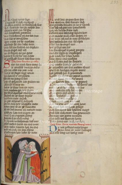 The Meeting at the Golden Gate; Weltchronik, about 1400-1410. Creator: Unknown.