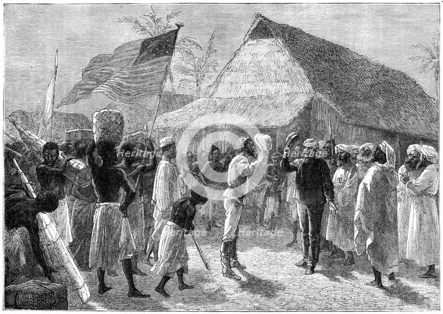 The meeting between Henry Morton Stanley and Dr David Livingstone, Africa, 19th century. Artist: Unknown