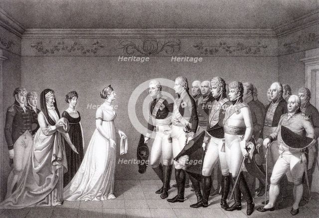The Meeting Between Luise of Prussia and the Crown Prince Alexander of Russia in Memel, 1805. Artist: Bolt, Johann Friedrich (1769-1836)