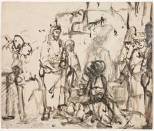 The Meeting of Christ with Martha and Mary after the Death of Lazarus, c. 1662-65. Creator: Rembrandt van Rijn (Dutch, 1606-1669)