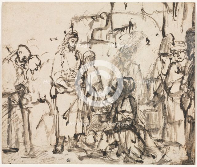 The Meeting of Christ with Martha and Mary after the Death of Lazarus, c. 1662-65. Creator: Rembrandt van Rijn (Dutch, 1606-1669).