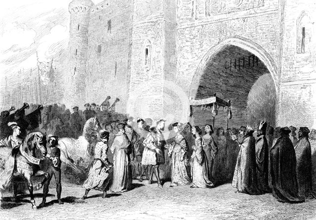 The meeting of Henry VIII and Anne Boleyn, 1520s, (1842). Artist: Tony Johannot