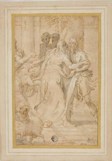 The Meeting of Joachim and Anna at the Golden Gate, c.1553. Creator: Girolamo Mazzola Bedoli