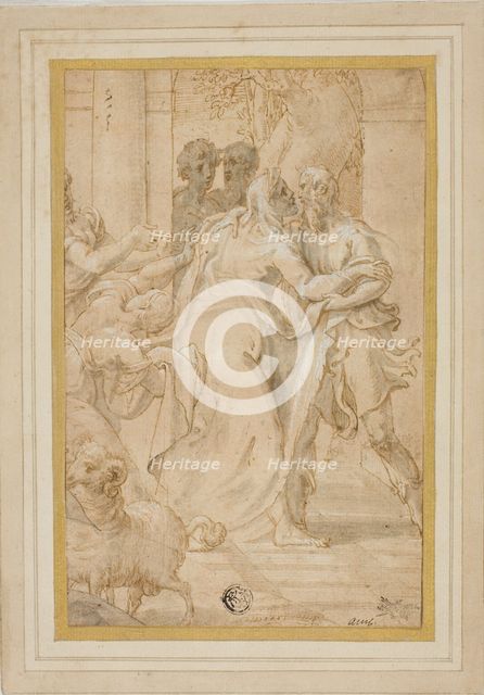 The Meeting of Joachim and Anna at the Golden Gate, c.1553. Creator: Girolamo Mazzola Bedoli.