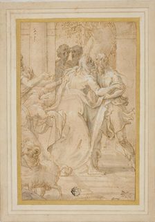 The Meeting of Joachim and Anna at the Golden Gate, c.1553. Creator: Girolamo Mazzola Bedoli