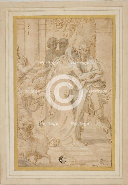 The Meeting of Joachim and Anna at the Golden Gate, c.1553. Creator: Girolamo Mazzola Bedoli.