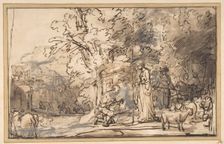 The Meeting of Jacob And Rachel at the Well, 1640-49. Creator: School of Rembrandt van Rijn