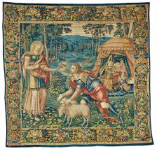 The Meeting of Jacob and Rebecca, and Isaac Blessing Jacob, from The Story of Jacob, 1560/68. Creator: Unknown