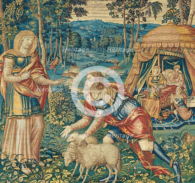 The Meeting of Jacob and Rebecca, and Isaac Blessing Jacob, from The Story of Jacob, 1560/68. Creator: Unknown.