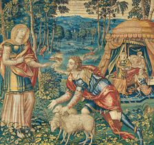 The Meeting of Jacob and Rebecca, and Isaac Blessing Jacob, from The Story of Jacob, 1560/68. Creator: Unknown