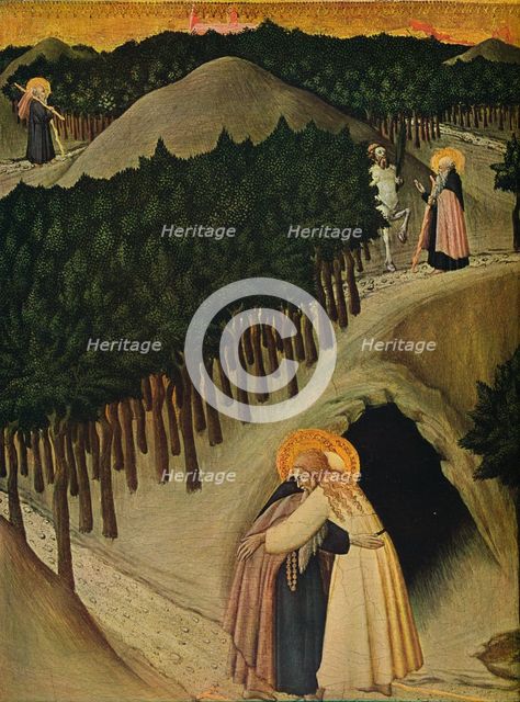 'The Meeting of Saint Anthony and Saint Paul', c1430-1435. Artist: Sano di Pietro.