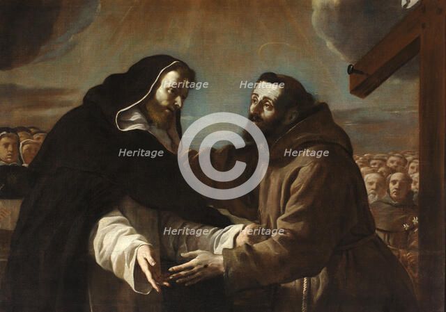 The meeting of Saint Francis with Saint Dominic, c.1665. Creator: Preti, Mattia (1613-1699).