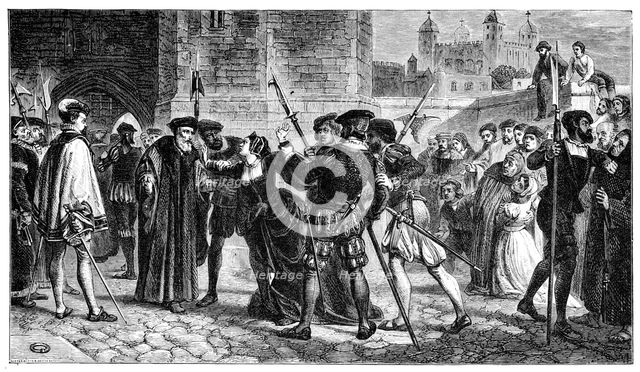 The meeting of Sir Thomas More (1478-1535) and his daughter, Margaret, 19th century. Artist: Unknown