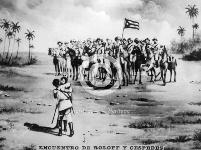 The meeting of Roloff and Cespedes, (1871), 1920s. Artist: Unknown