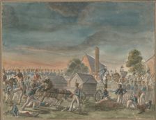 The meeting of the Duke of Wellington and Prince Blücher, near La Belle Alliance, 1818. Artist: Warren, Charles Turner (1762-1823)