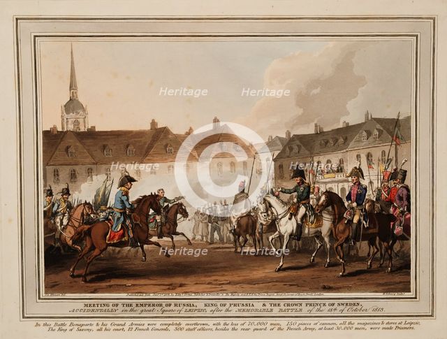 The Meeting of the Emperors of Russia und Austria, King of Prussia and Crown Prince of Sweden in Lei Artist: Heath, William (1795-1840)