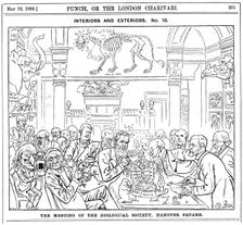 The Meeting of the (Royal) Zoological Society, Hanover Square London, 1885. Creator: Harry Furniss