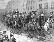 'The Melbourne CentennialInternational Exhibition-Mounted Infantry escorting the Govenor to the exh Creator: Unknown