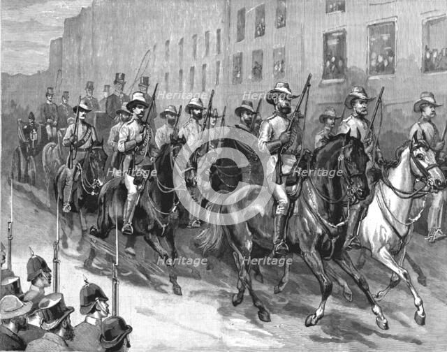 ''The Melbourne CentennialInternational Exhibition-Mounted Infantry escorting the Govenor to the exh Creator: Unknown.