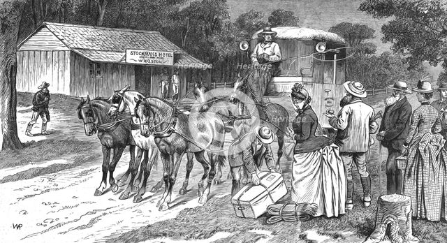 ''The Melbourne CentennialInternational Exhibition- Up-country people starting for the exhibition',  Creator: Unknown.