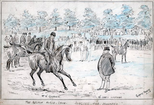 The Melton horse show, judging the hunters, c1880-1940.Artist: Cuthbert Bradley