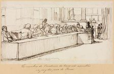 The Members of the Academy of Beaux-Arts Assembled to Jury the Rome Prize, 1841 or 1842. Creator: Paul Delaroche (French, 1797-1856)