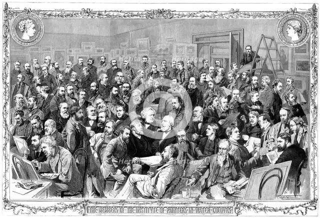 The members of the Institute of Painters in Water Colours, 1883. Artist: W Wilson