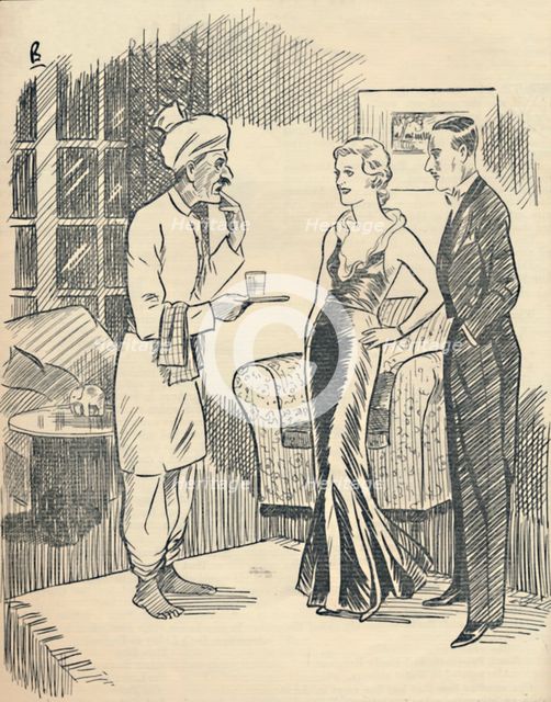 'The Memsahib (airing her newly-acquired Hindustani)...', 1936. Creator: Unknown.