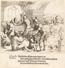 The Men of Ephraim Care for their Captives and Return Them to Jerico, 1549. Creator: Augustin Hirschvogel