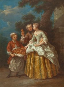 The merchant of échaudés (boiled dough pastry), c1745. Creator: Jean-Baptiste Lebel